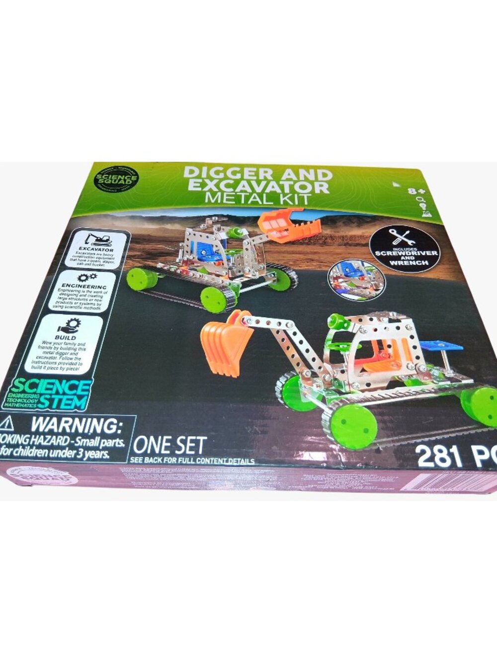 Digger & Excavator STEM Metal Kit Science Squad 281 Pieces Includes Screwdriver